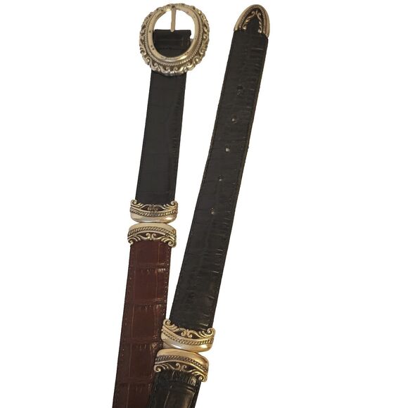 Vtg Brighton Leather Croc Silver Hardware Reversible 4 Opt. Women Belt - Picture 7 of 11